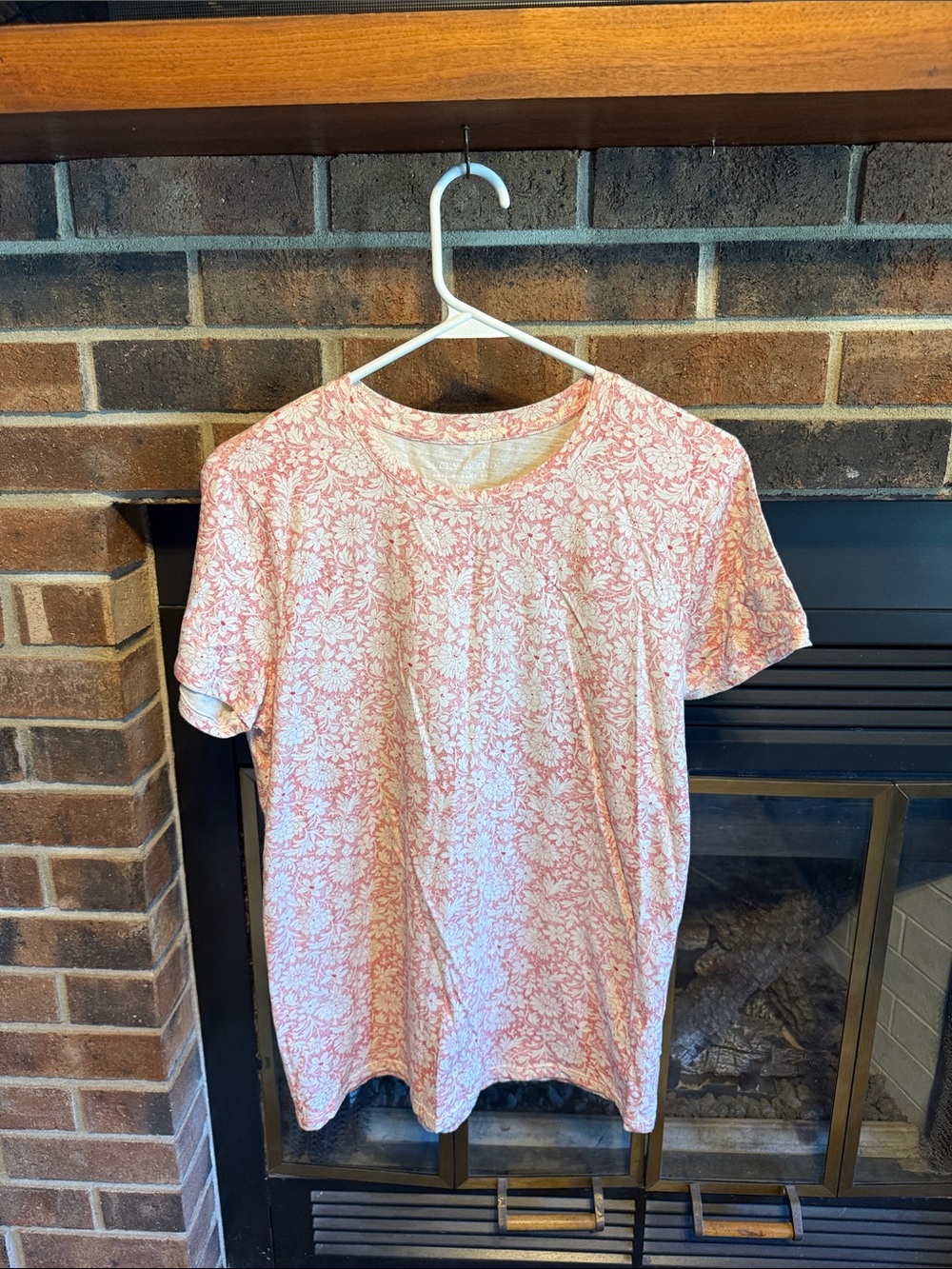 Lucky Brand Pink and White Floral Short Sleeve Tee